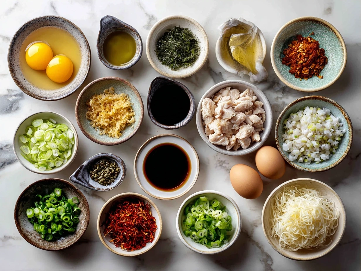 Ingredients for Cheats Chicken Laksa including instant laksa paste, chicken, coconut milk, noodles, fresh herbs and spices