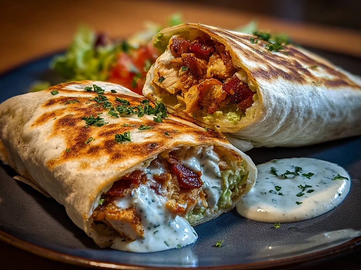 Finished Chicken Avocado Ranch Burritos ready to serve