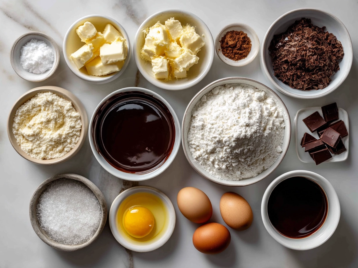 Ingredients for Chocolate-Filled Nutella Crescent Rolls including crescent dough, Nutella, egg, nuts and powdered sugar