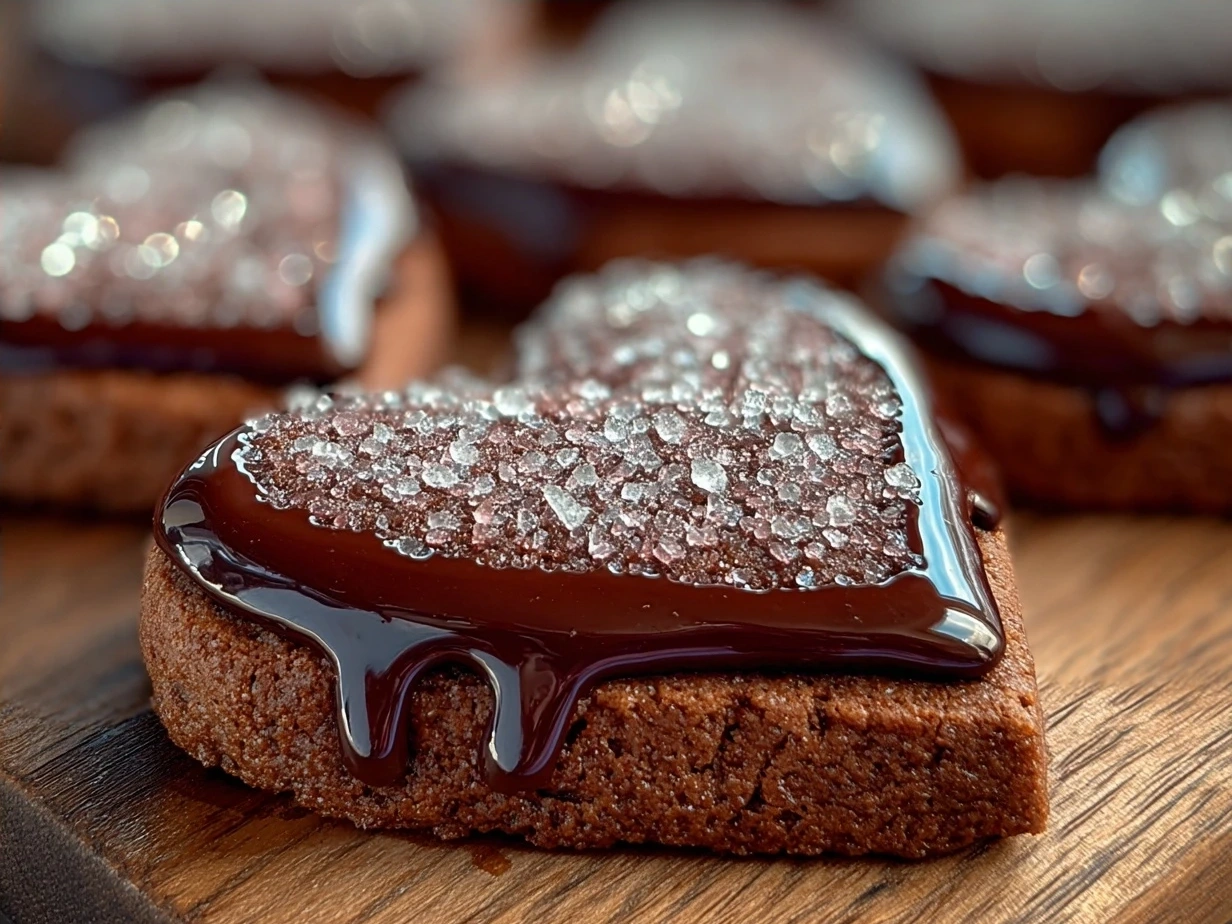 Finished batch of Chocolate Cut-Out Heart Cookies beautifully displayed