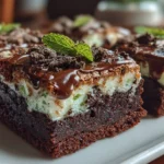 Close-up of freshly prepared Mint Oreo Brownies
