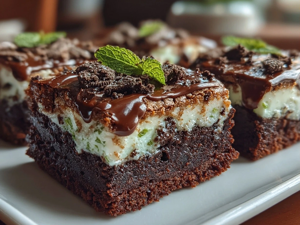 Close-up of freshly prepared Mint Oreo Brownies