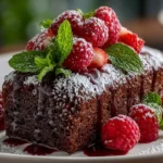 Close-Up of Moist Chocolate Raspberry Cake