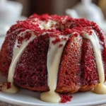 Close-up of Red Velvet Cream Cheese Bundt Cake