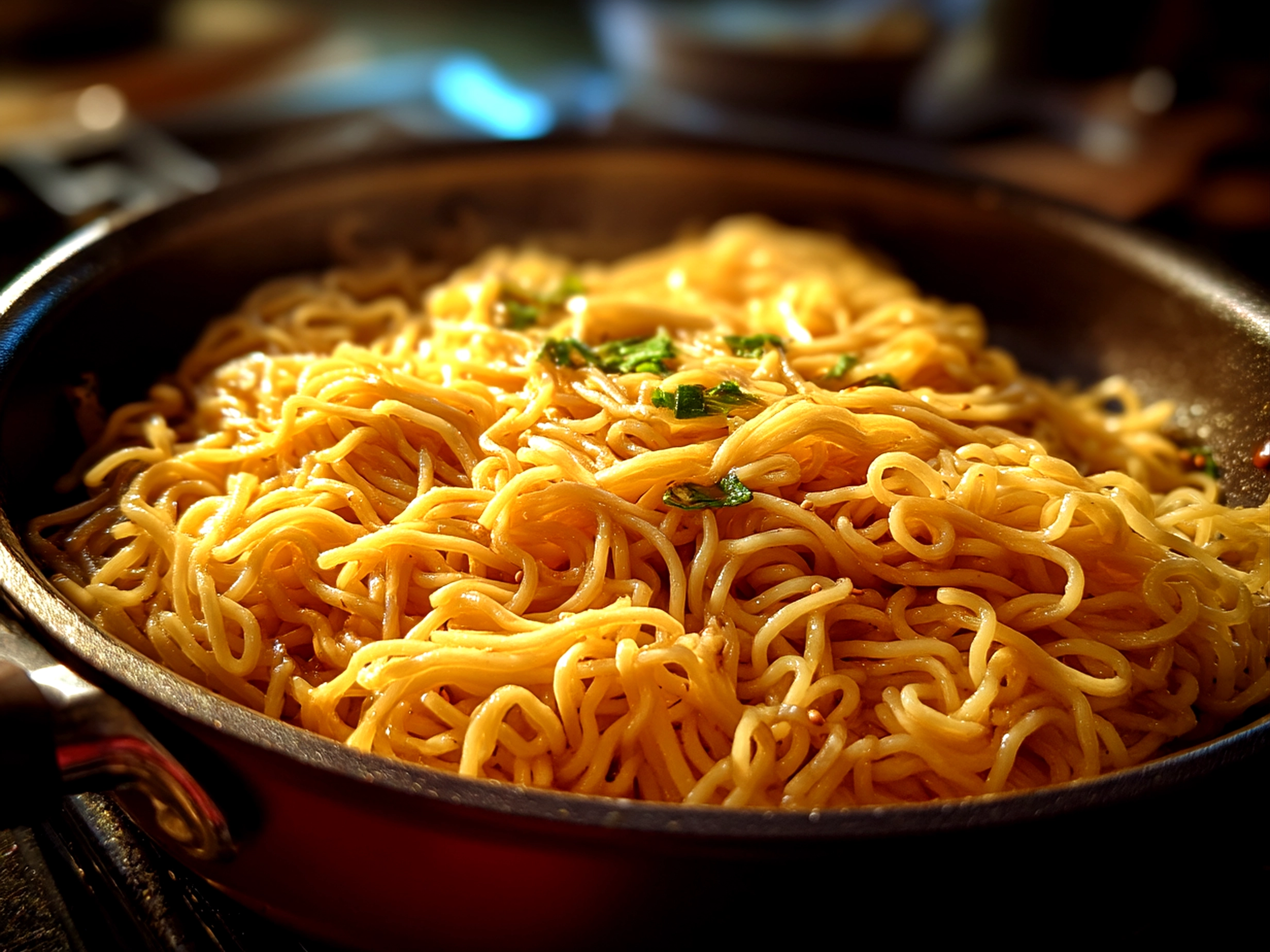 Prepared Cold Sesame Noodles served with fresh vegetables and sesame seeds