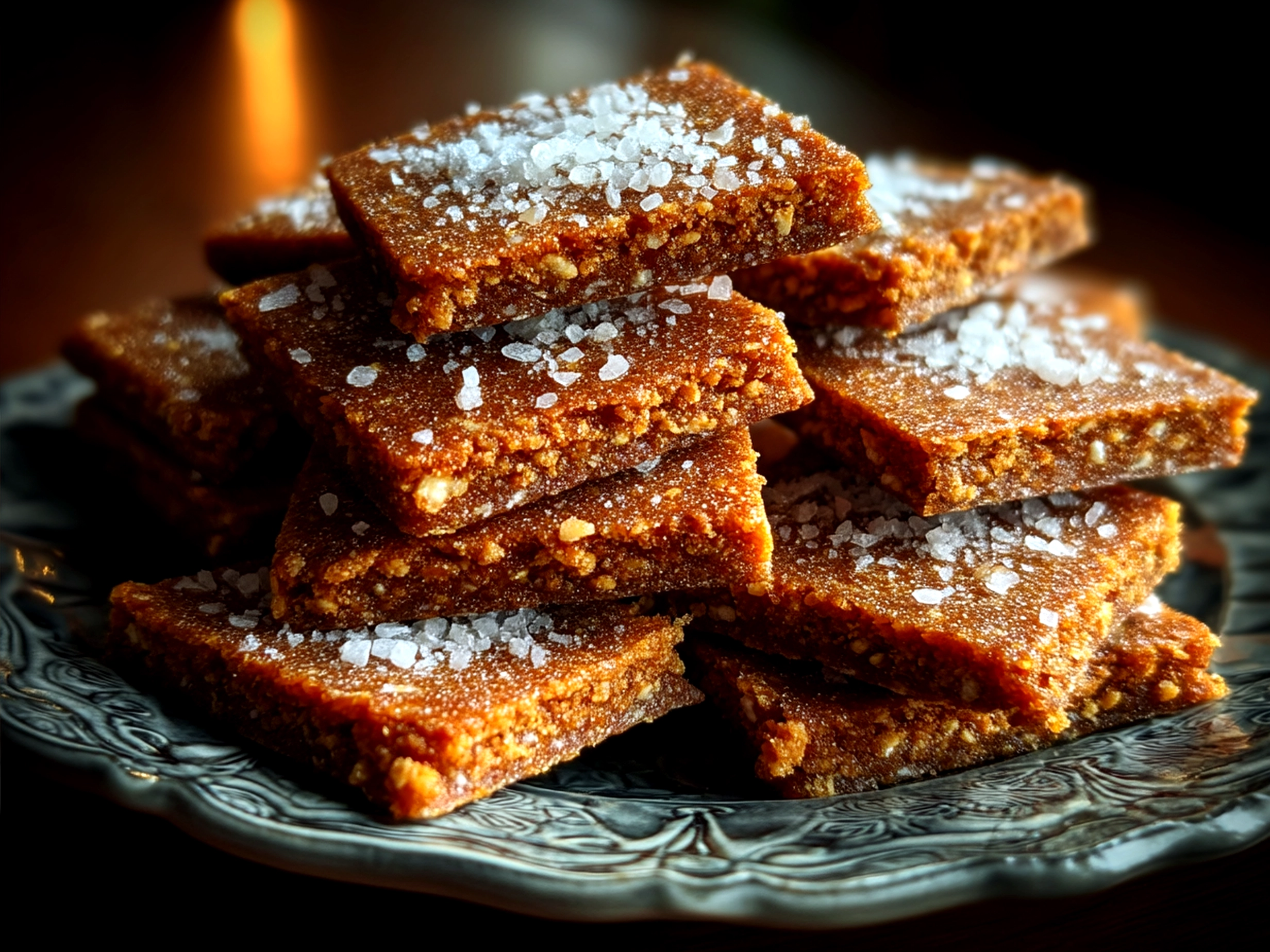 Gingerbread Protein Snacks served on a plate with a warm beverage