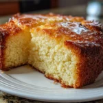 Homemade French Butter Cake on white plate