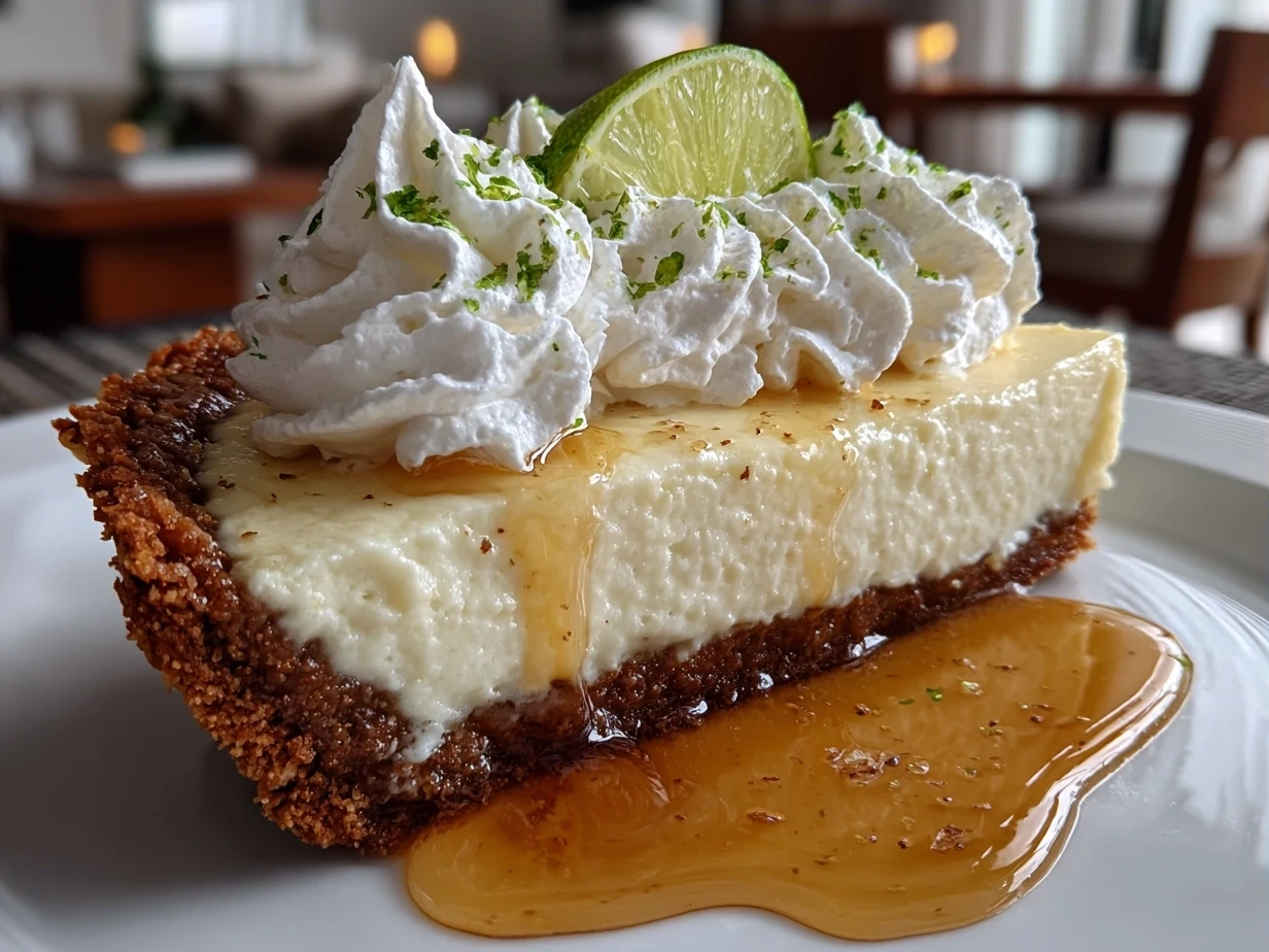 Finished Key Lime Pie with whipped cream topping and lime zest garnish
