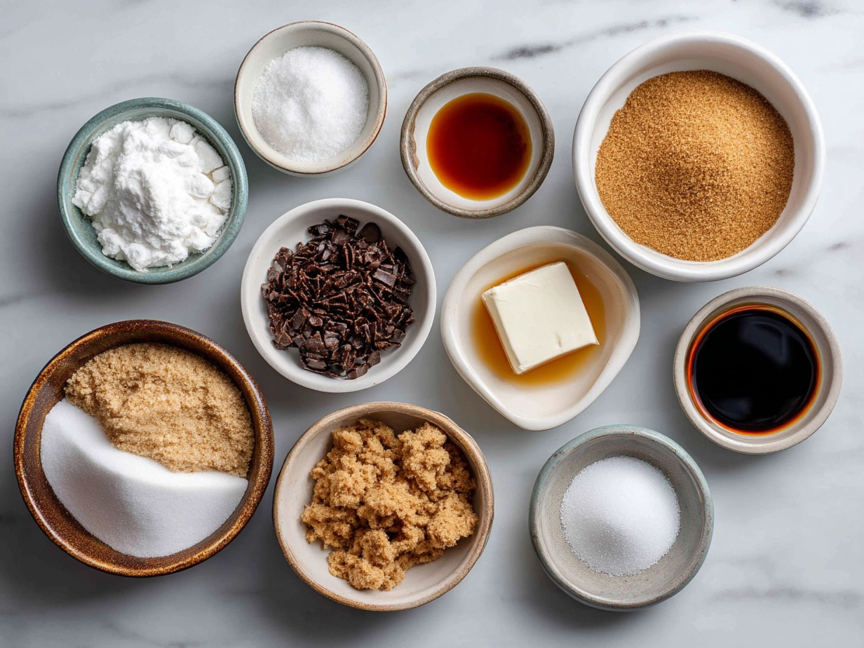 Ingredients for Molasses Crinkle Cookies including flour, spices, butter, sugar, molasses