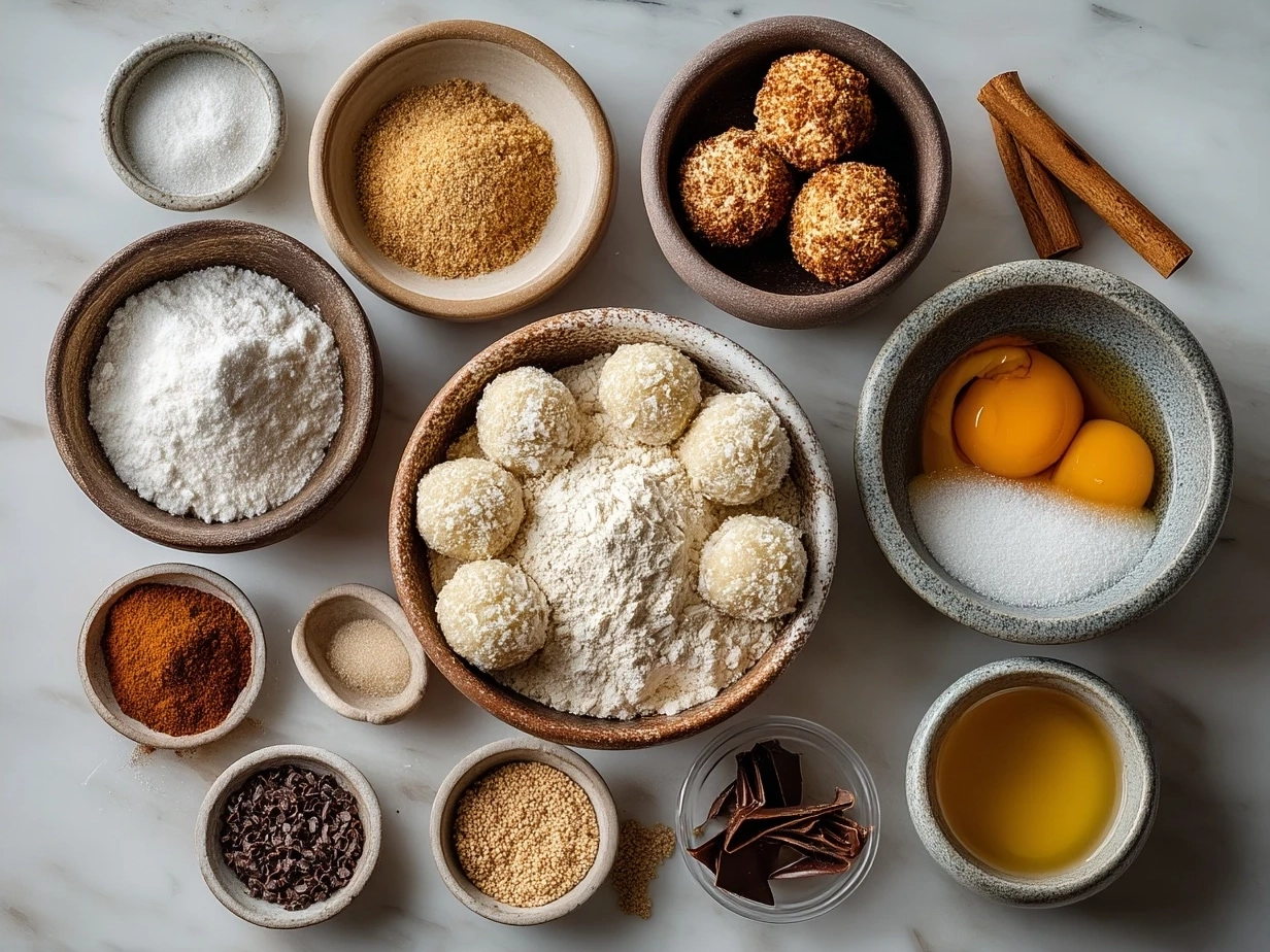 Ingredients for Puppy Chow Balls laid out on a kitchen counter