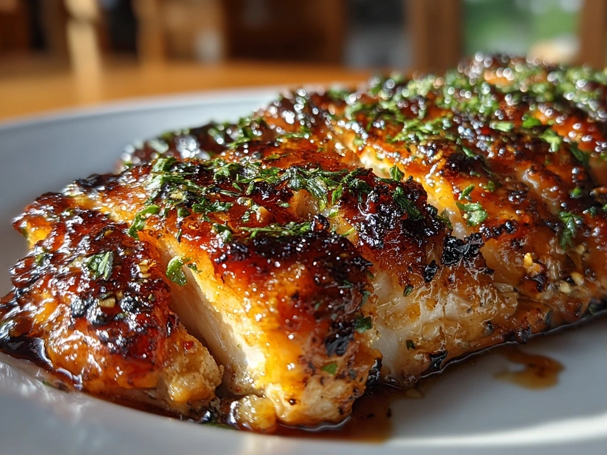 Close-up of finished Melt-In-Your-Mouth Chicken served on a plate