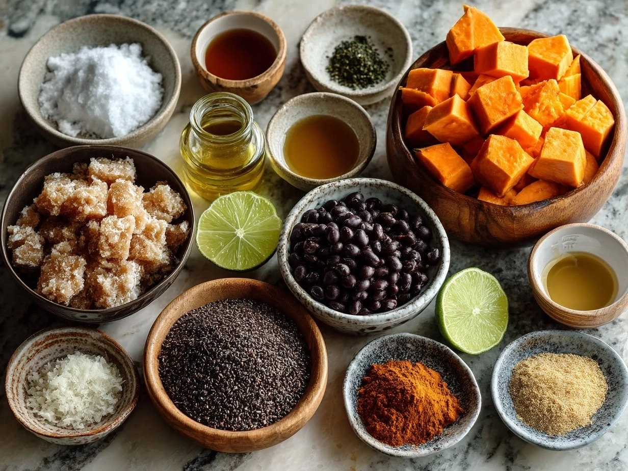 Ingredients for Sweet Potato Black Bean Enchiladas