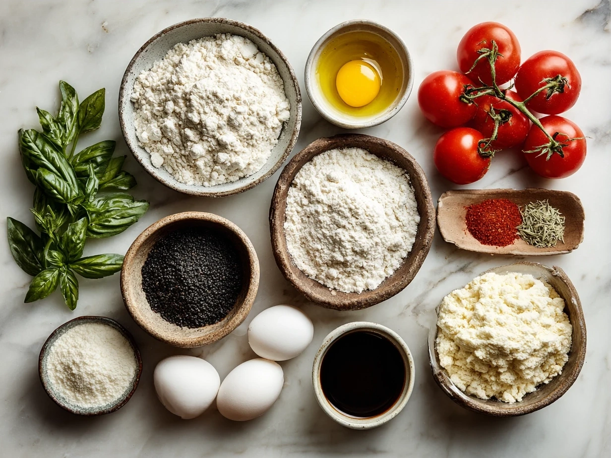 Ingredients for Touchdown Calzones including flour, cheese, chicken, spinach and marinara sauce