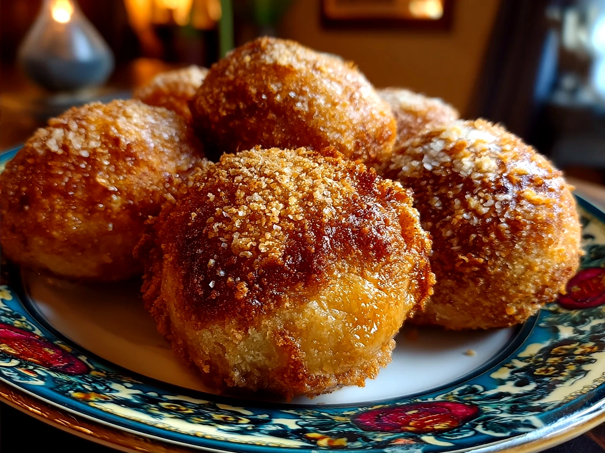 Air Fryer Apple Pie Bombs served with vanilla yogurt and ice cream