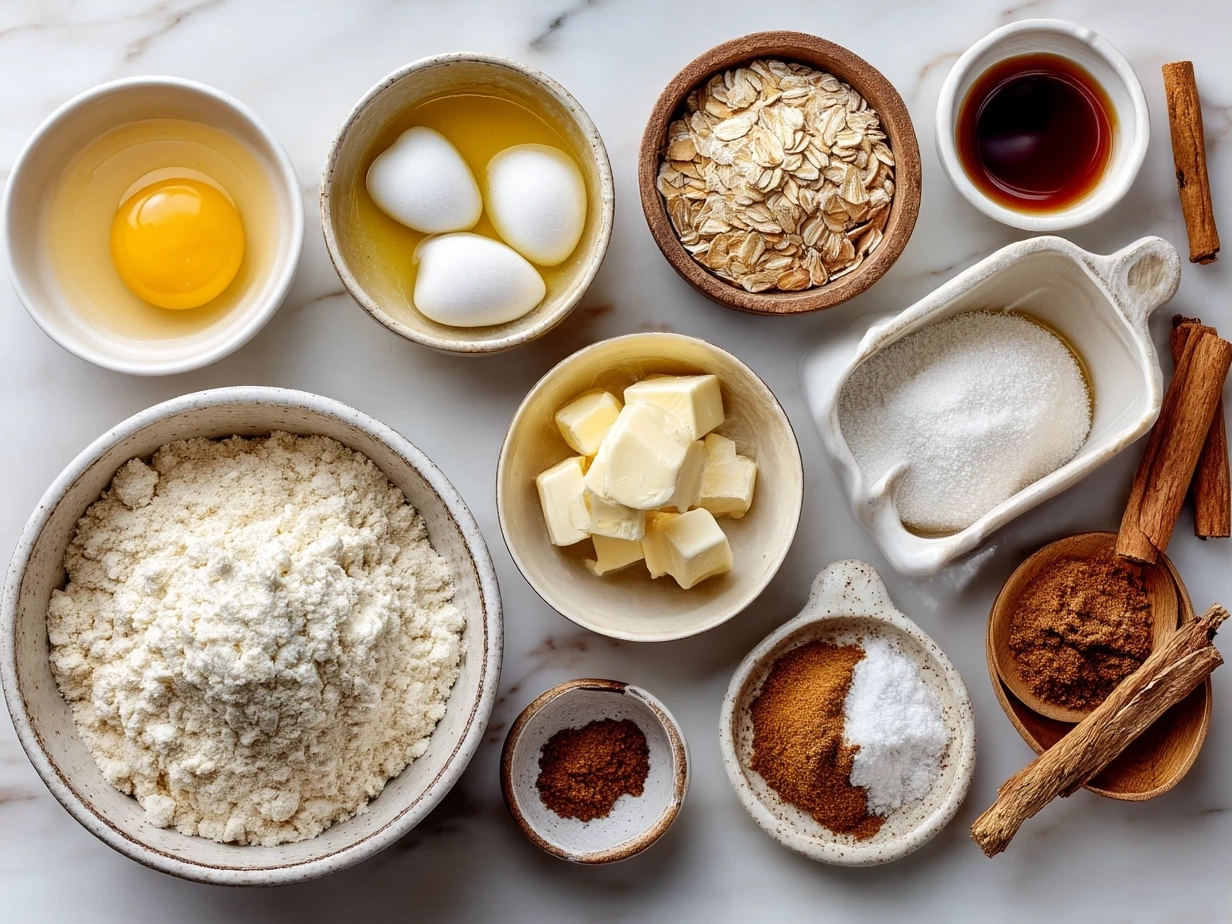 Ingredients for homemade apple pie bagels on a wooden countertop