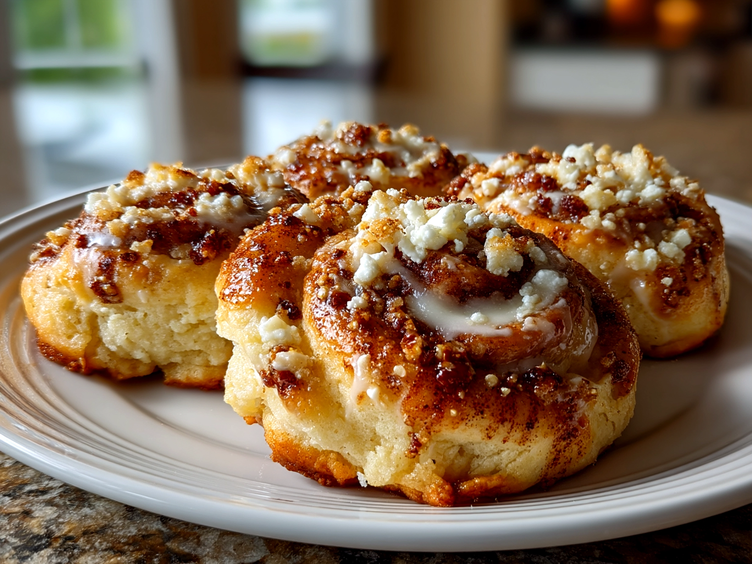Freshly baked Cinnamon Roll Cheesecake Cookies served on a plate with tea