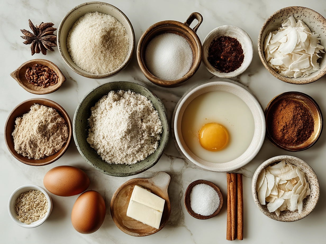 Ingredients for Coquito Puerto Rican Coconut including coconut milk, rum, evaporated milk, condensed milk, vanilla, cinnamon, and nutmeg