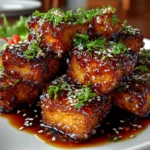 Delicious Crispy Teriyaki Tofu Cubes plated