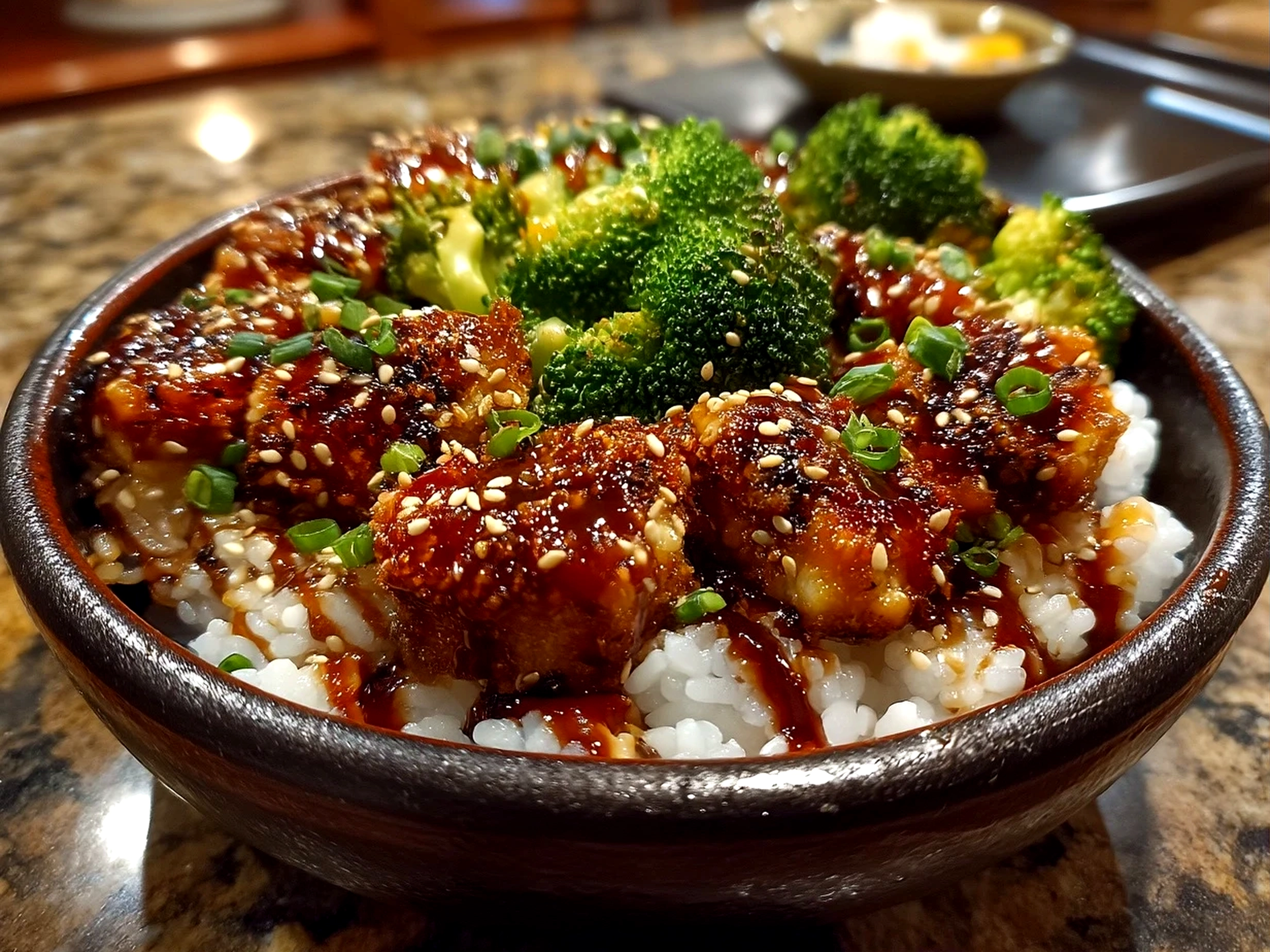 Close-up of a finished Vegetarian Crunchy Roll Bowl with colorful vegetables, avocado, edamame, and sesame seeds