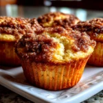 Freshly baked sourdough discard coffee cake muffins