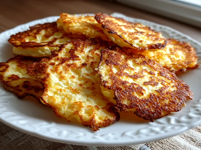 Freshly prepared Keto Cottage Cheese Chips on white plate