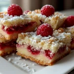 Freshly prepared Lemon and Sweet Raspberry Bars close-up