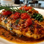 Freshly prepared Marry Me Tuscan Chicken on white plate