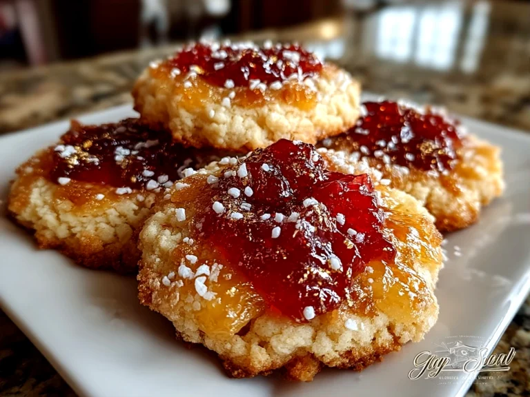 Freshly prepared Pineapple Upside Down Sugar Cookies on white plate