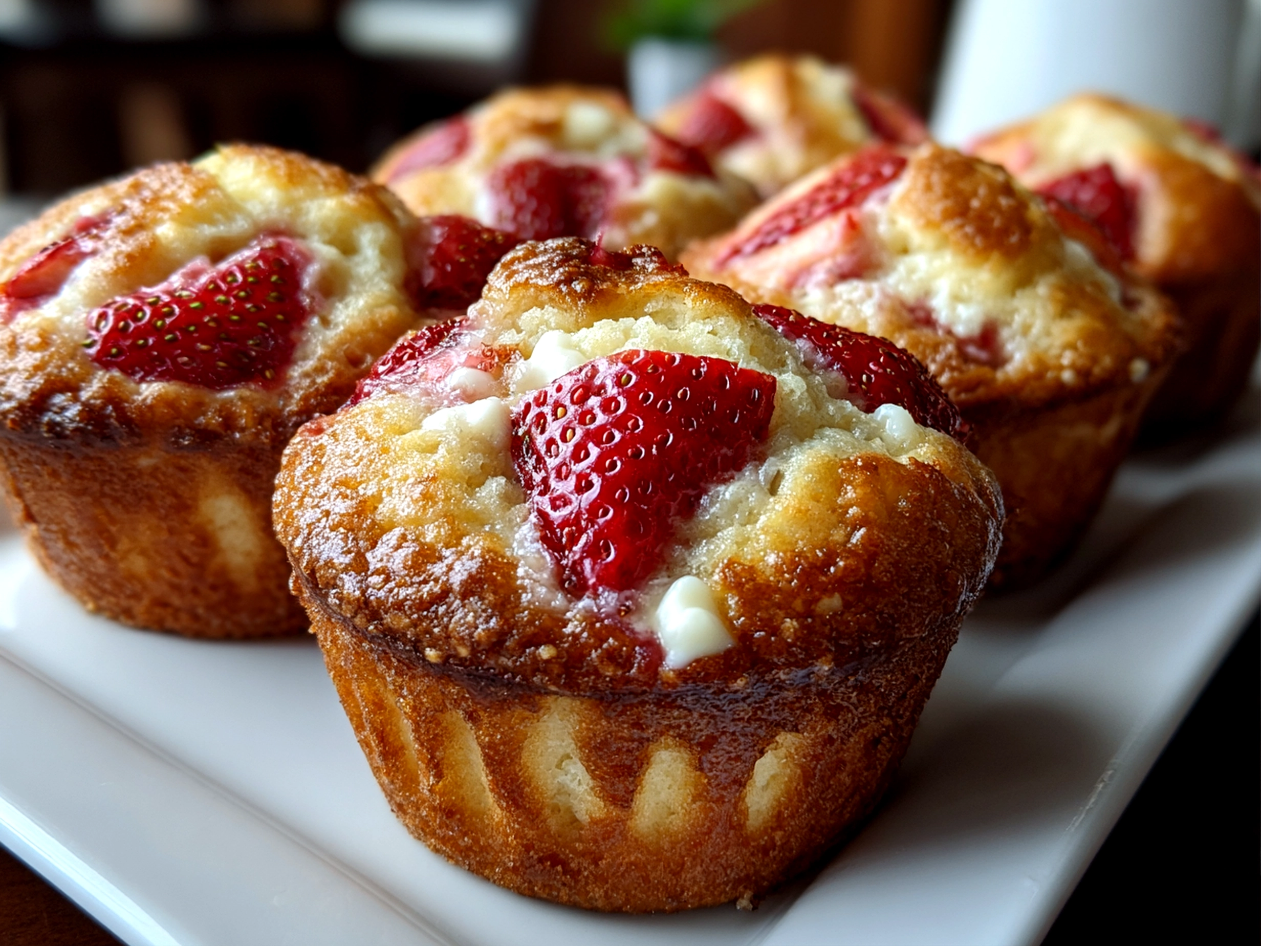 Freshly Prepared Strawberry White Chocolate Muffins