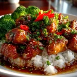 Home cook, taken with iPhone 14. Close-up slight angle of comforting sweet chili chicken bowl on white plate. Hearty comforting --ar 4:3 --style raw --s 240