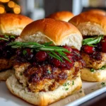 Homemade Cranberry Turkey Sliders on white plate
