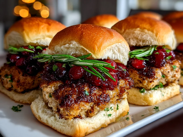 Homemade Cranberry Turkey Sliders on white plate