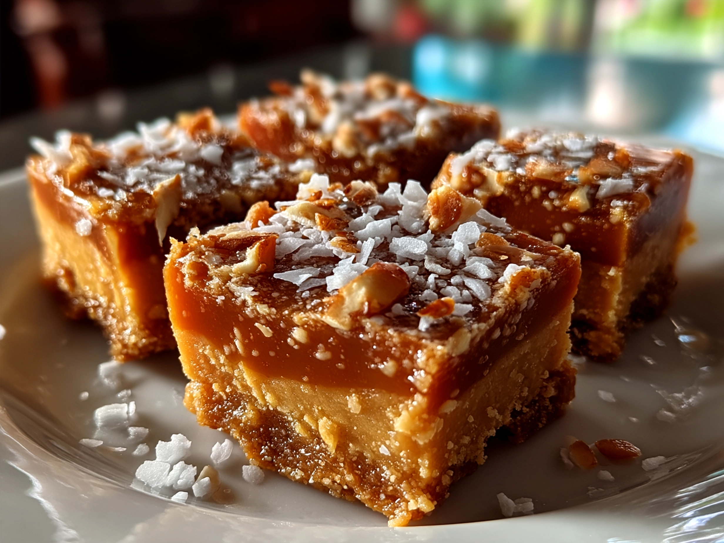 Serving plate with creamy No Fail Fudge squares ready to enjoy