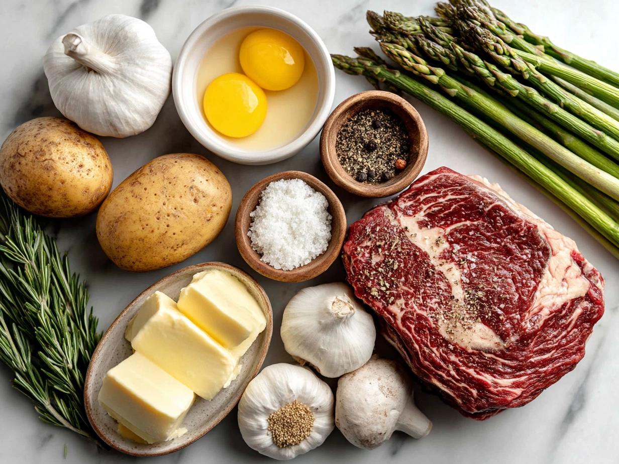Ingredients for Slow Cooker Garlic Butter Beef including beef stew meat, butter, garlic, beef broth, and fresh parsley